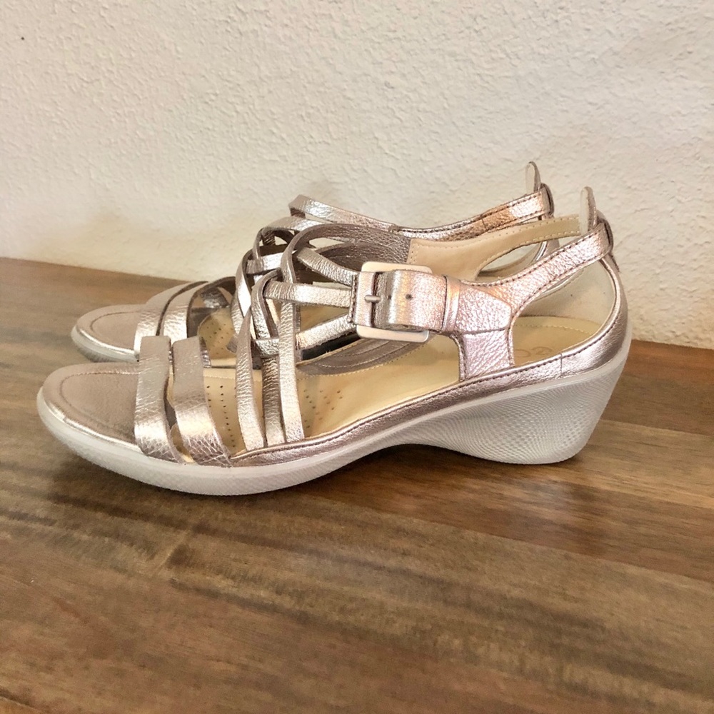 Ecco metallic wedge shoes